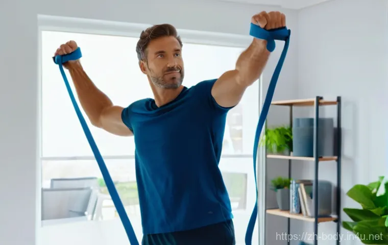 어깨 통증 물리치료 후기 - **Prompt:** Inside a bright, clean, and modern physical therapy clinic, a female physical therapist ...