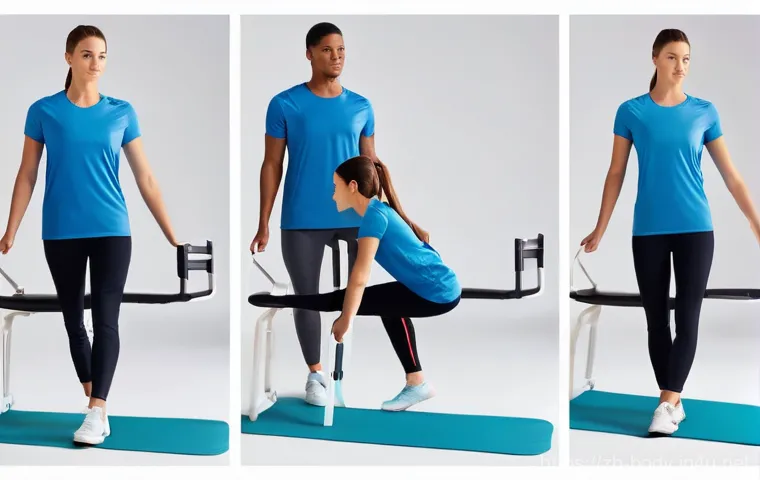 발목 염좌와 테이핑 요법 - **Prompt:** A focused individual, male or female, demonstrating the proper application of colorful k...