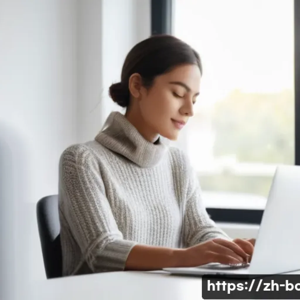 목 통증 마사지 도구 추천 - **Prompt:** A young professional woman, aged 20s, with a relaxed and serene expression, is seated at...