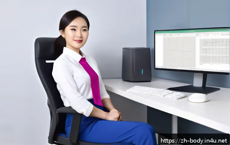허리 통증을 줄이는 자세 교정법 - A modern ergonomic office setting featuring a Chinese adult woman sitting with perfect posture on a ...