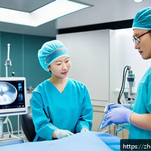손목터널증후군 수술 병원 추천 - A modern hospital operating room equipped with advanced high-resolution endoscopic and microscopic s...