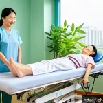 허리디스크 치료 비용 - A modern Chinese hospital rehabilitation center interior with advanced physical therapy equipment su...